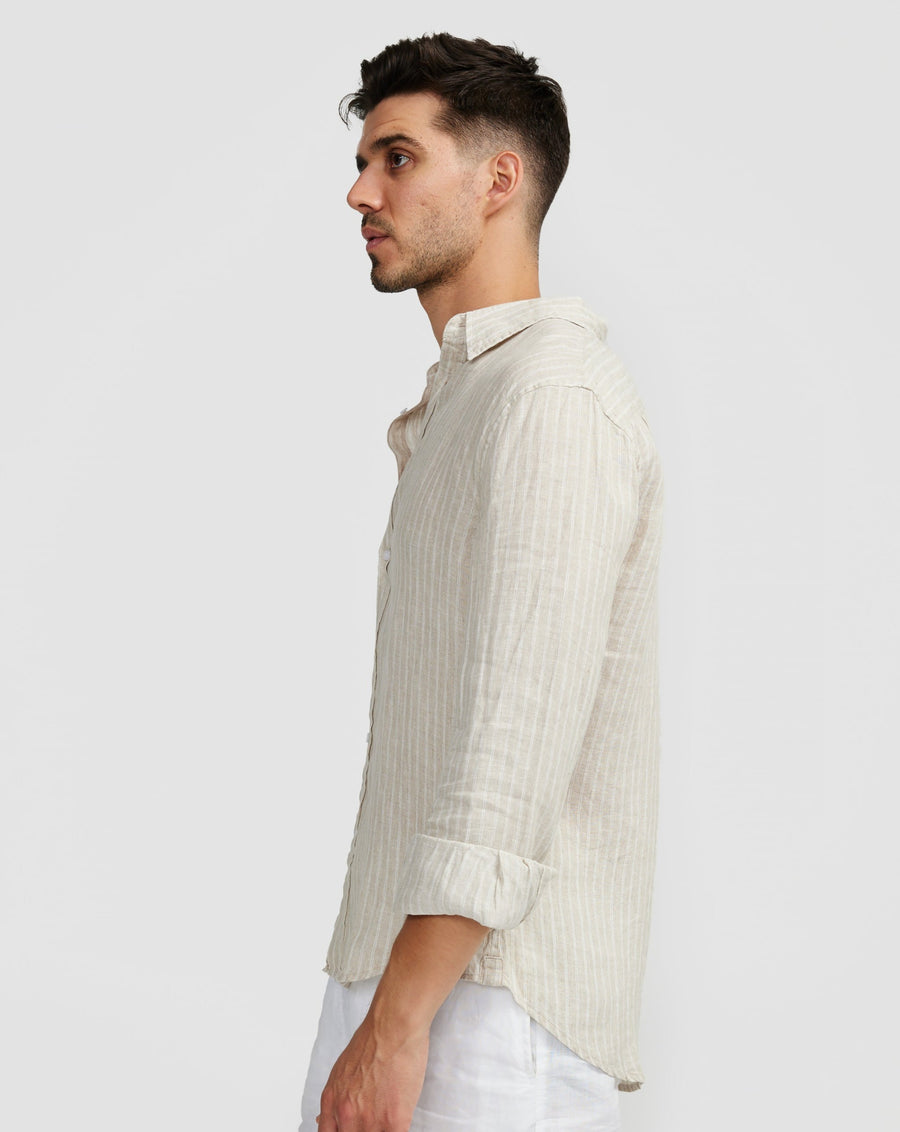 Linen Shirt Brown Stripe