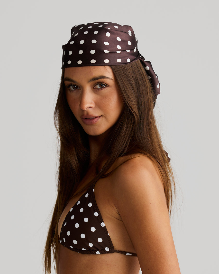 Havana Head Scarf Chocolate Polka
