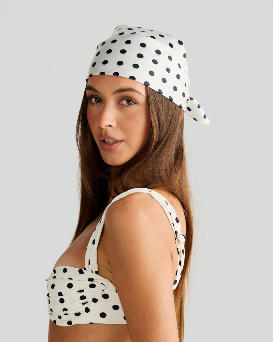 Havana Head Scarf Ivory Polka