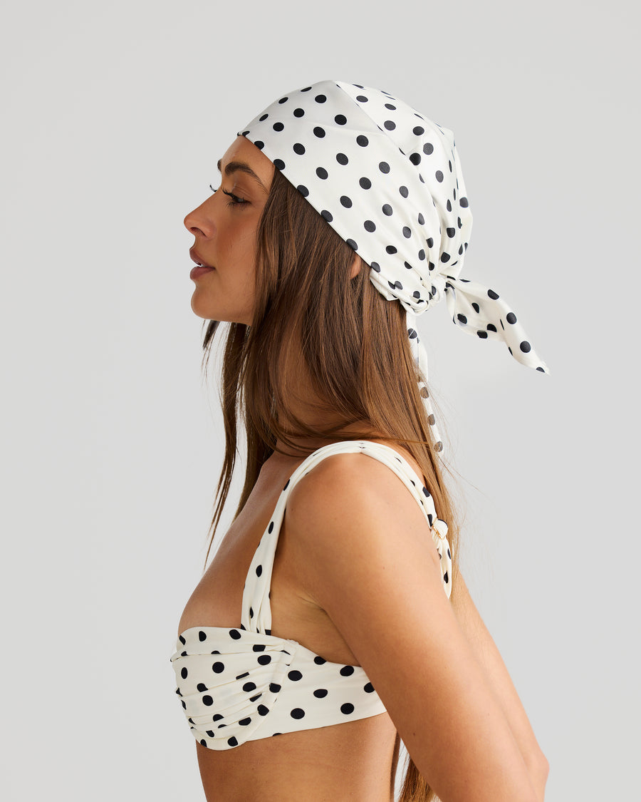 Havana Head Scarf Ivory Polka