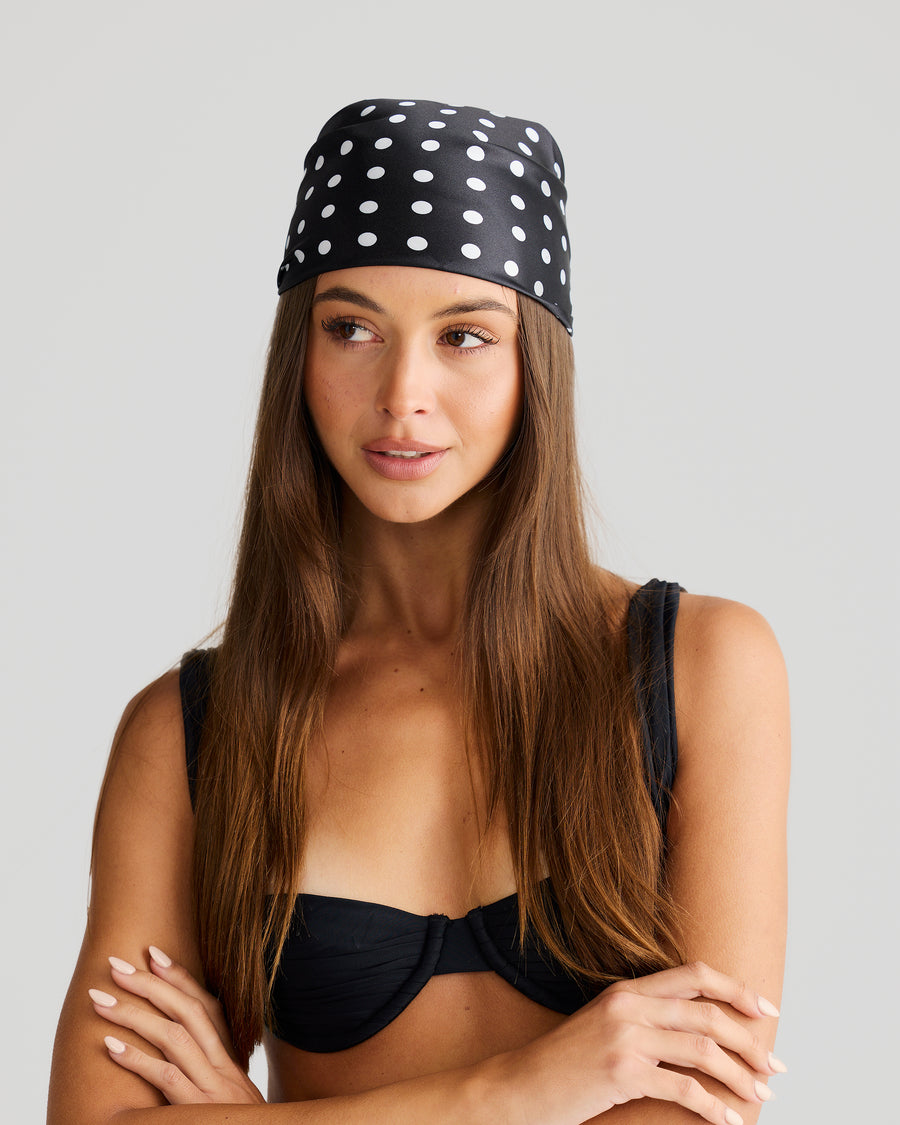 Havana Head Scarf Black Polka