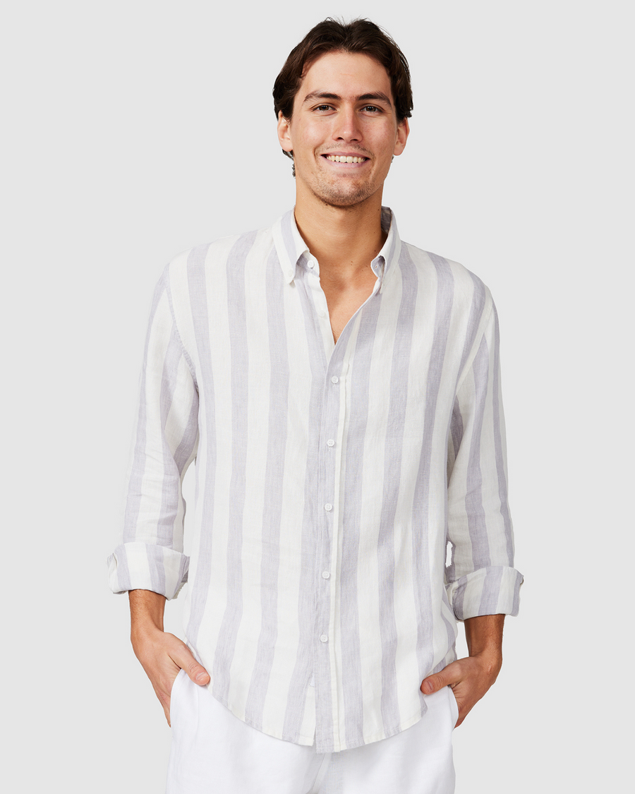 Linen Shirt Grey Stripe